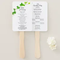 Green English Ivy Foliage Wedding Program Hand Fan