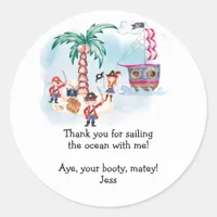 Pirates Treasure Hunt Map Kids Boy Birthday  Classic Round Sticker