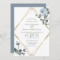 Wedding Invitation | Watercolor Dusty Blue Floral