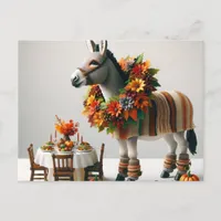 Adorable Donkey Thanksgiving Postcard