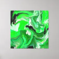 Green Digital Fluid Marble Art   Canvas Print