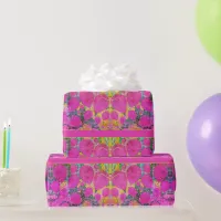 Pretty Pink Party Balloons Bright Pink Blue Gold Wrapping Paper