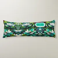 Green and White Floral Initial Monogram | Body Pillow