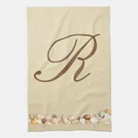 Monogram Seashells on Beach Sand Personalized Towel