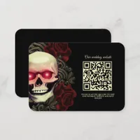 Scary and spooky skull gothic Halloween Wedding Enclosure Card