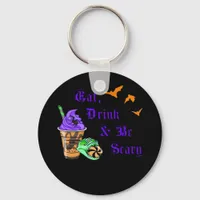 Eat Drink And Be Scary Halloween Minimal Clean Keychain