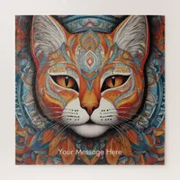 Mystic Boho Feline Cat Mandala Jigsaw Puzzle