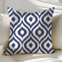 Navy Blue Choose Your Own Color Ogee Ikat Pattern Throw Pillow