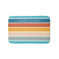 Modern Retro Sunset Stripes Personalized  Bath Mat