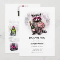Girls Gone Feral Funny Raccoon Bachelorette Invitation