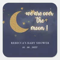 Over The Moon Gender Neutral Baby Shower Square Sticker