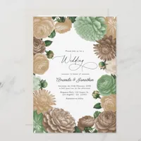 Champagne Mist, Willow Sage & Pebble Taupe Wedding Invitation