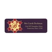 Purple Red Golden Royal Monogram Address Label