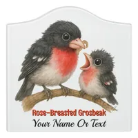 Stunning Rose Breasted Grosbeak Door Sign