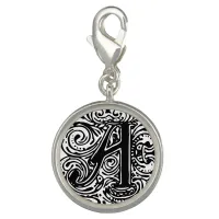 Monarchia Black Letter "A" Round Charm