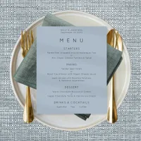 Simple Text Dusty Blue Wedding Menu Poster