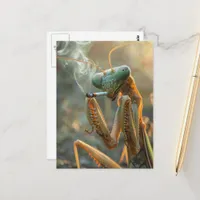 Smoking Mantis Surreal Postcard