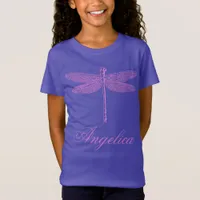 Pink and Purple Fantasy Dragonfly  T-Shirt