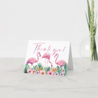 Tropical Flamingo Baby Shower Thank You Card