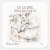  Baby Goat in a Bath Handmade Goatmilk Soap Square Sticker