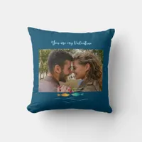 Cute love fish in ocean custom photo throw pillow