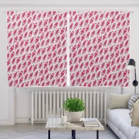 Red Space Rocket Drawings Blackout Curtains