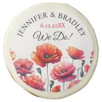 Red Poppies Floral Wedding  Sugar Cookie