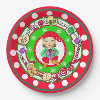 Christmas Elfs Whimsical Candy Polka Dot Paper Plates