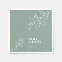 Boho Floral Sage Green Wedding Napkins