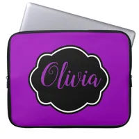 Vibrant, Bold Fuchsia Purple Personalized Laptop Sleeve