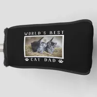 World's Best Cat Dad Paw Prints Pet Photo on Black Golf Head Cover
