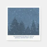 Elegant Winter Snow Trees Corporate Holiday Napkins