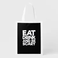 Eat Drink And Be Scary Halloween Retro Classic Grocery Bag