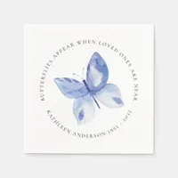 Personalized Blue Butterfly Funeral Wake Napkins