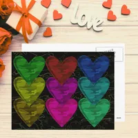 Camouflage Heart Pattern of Colors Postcard