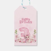 3 Year Old Birthday Party Kitten Theme Gift Tag