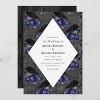 Rustic Floral Raven Gothic Wedding Invitation