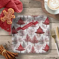 Red White Christmas Tree Pattern#4 ID1009 Paper Plates