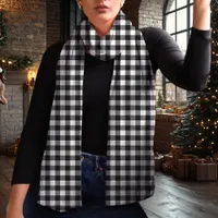 Black and White Buffalo Plaid Christmas Scarf