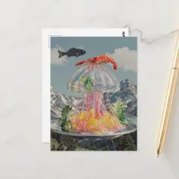 Surreal Jellyfish Collage Postcard