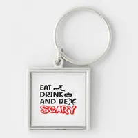 Eat Drink And Be Scary Design Retro Classic Keychain