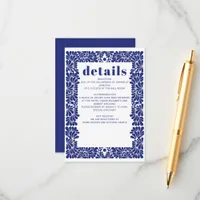 Mexican Blue Talavera Wedding Enclosure Card