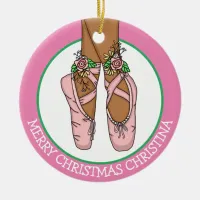 Christmas Ballet Slippers Personalized Ceramic Ornament