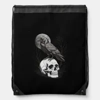 Crow, F-Caw-F Funny Bird Moon Gothic Adult Humor C Drawstring Bag