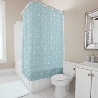 Beach House Coastal Duck Egg Blue Nautical Anchors Shower Curtain