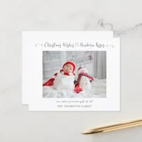 Budget Christmas Newborn Photo Stats Holiday Card