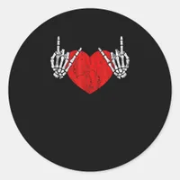Skeleton Hand Heart And Roll Valentines Halloween Classic Round Sticker