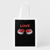 Skeleton Hands Heart Funny Design Grocery Bag