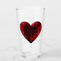 Filigree Goth Red Heart Glass Cup