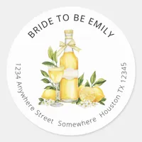 Limoncello Bride to Be Name Return Address Classic Round Sticker